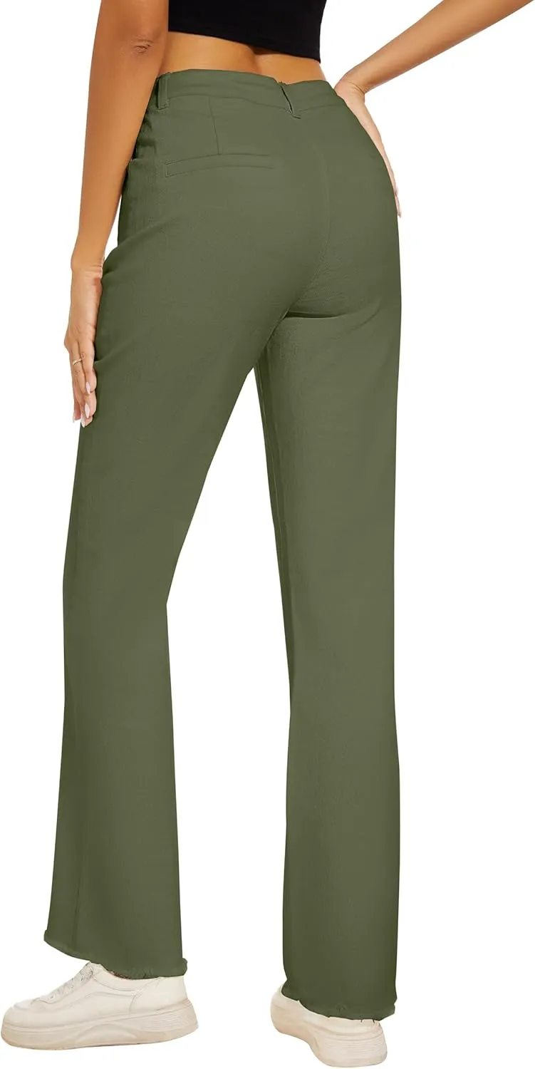 Denim Women Cropped Trousers Jeans Pants Leg Jeans High Rise Pants Stretchy with Pockets