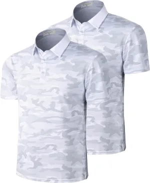 Derminpro Mens Camo Golf Shirts Moisture Wicking Short/Long Sleeve Dry Fit Golf Polos