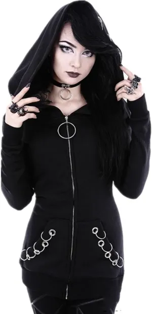 diffstyle Women Y2K Zip Up Graphic Hoodie Jacket Punk Gothic Aesthetic Harajuku Oversized Long Sleeve Sweatshirt Coat