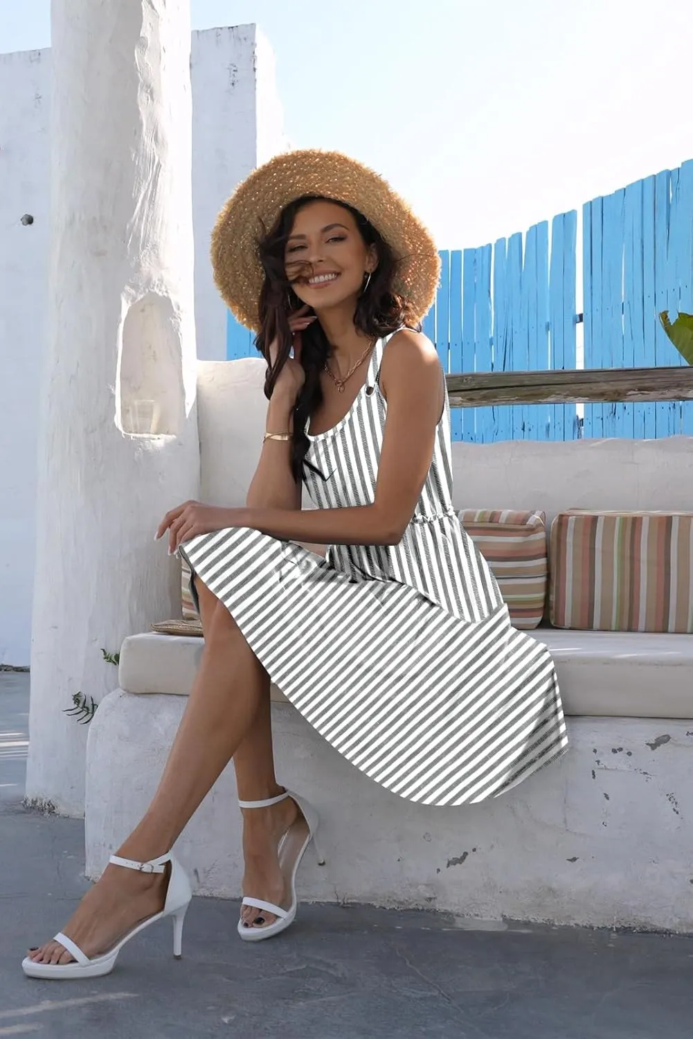 Disamer Summer Dresses for Women 2025 Sundresses Vacation Sleeveless Beach Swimsuit Cover Ups Spring Outfits Casual Sun Dress