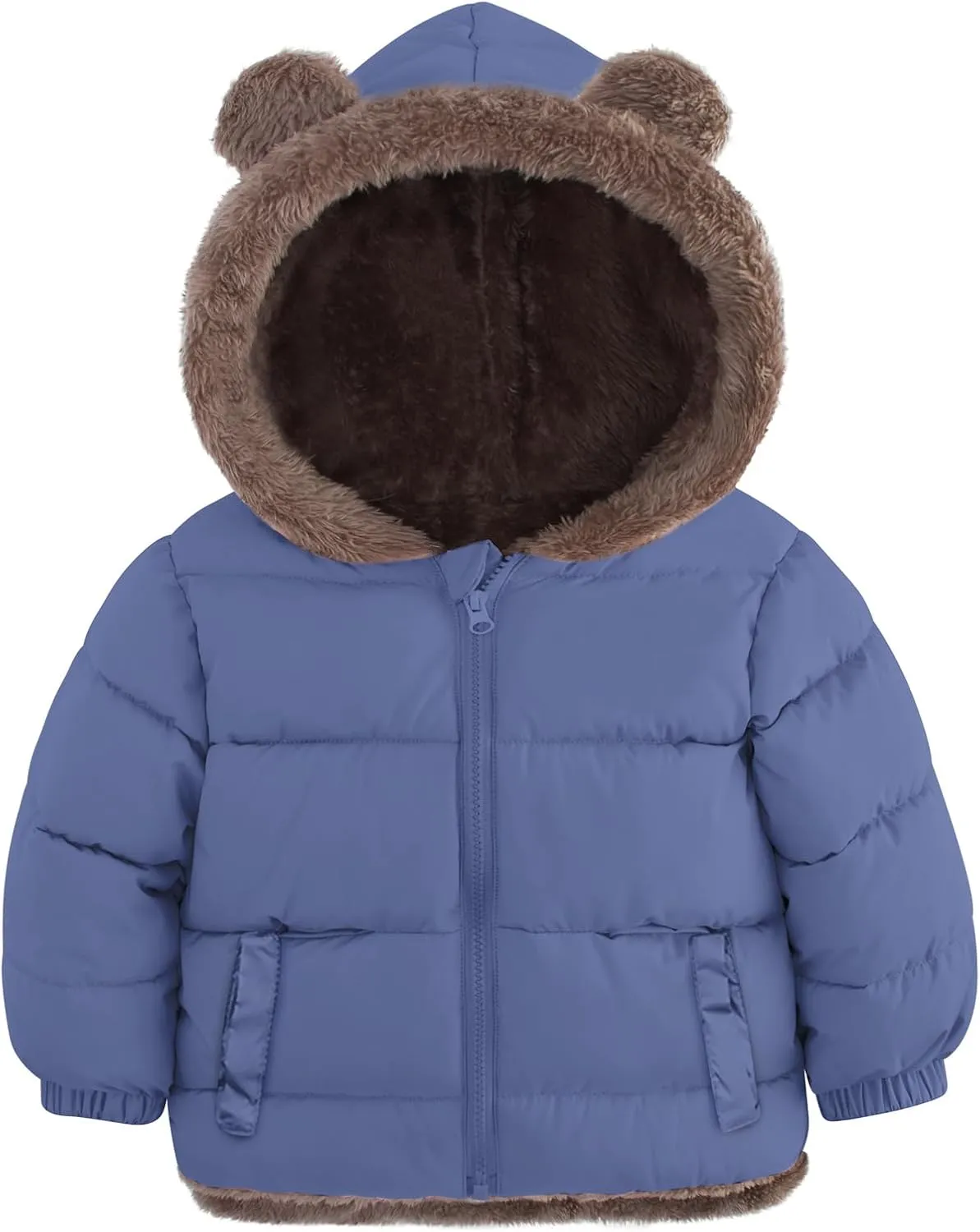 Enlifety 6M-5T Baby Toddler Winter Fleece Coat Boys Girls Cute Bear Ear Hooded Jackets with Pockets