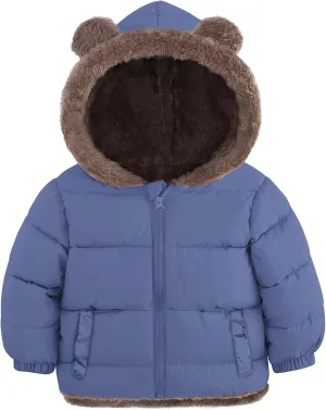 Enlifety 6M-5T Baby Toddler Winter Fleece Coat Boys Girls Cute Bear Ear Hooded Jackets with Pockets