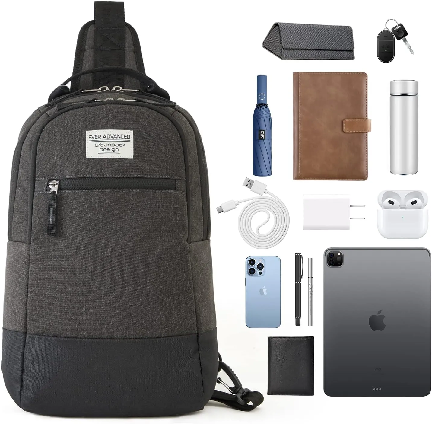 EVER ADVANCED Crossbody Bag for Women Shoulder Sling Bag for Men, Small One Strap Backpack Lightweight Cross Body Bags