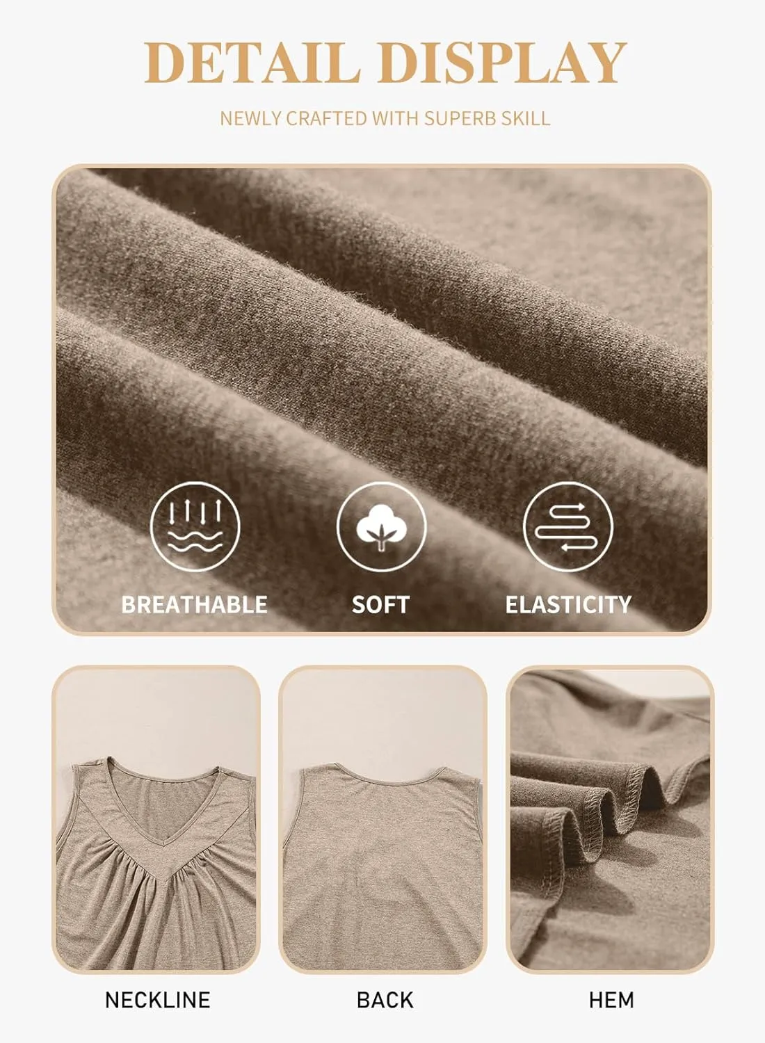Eytino Plus Size Tank Tops for Women Summer V Neck Pleated Front Loose Casual Sleeveless Shirts Blouse(1X-5X)