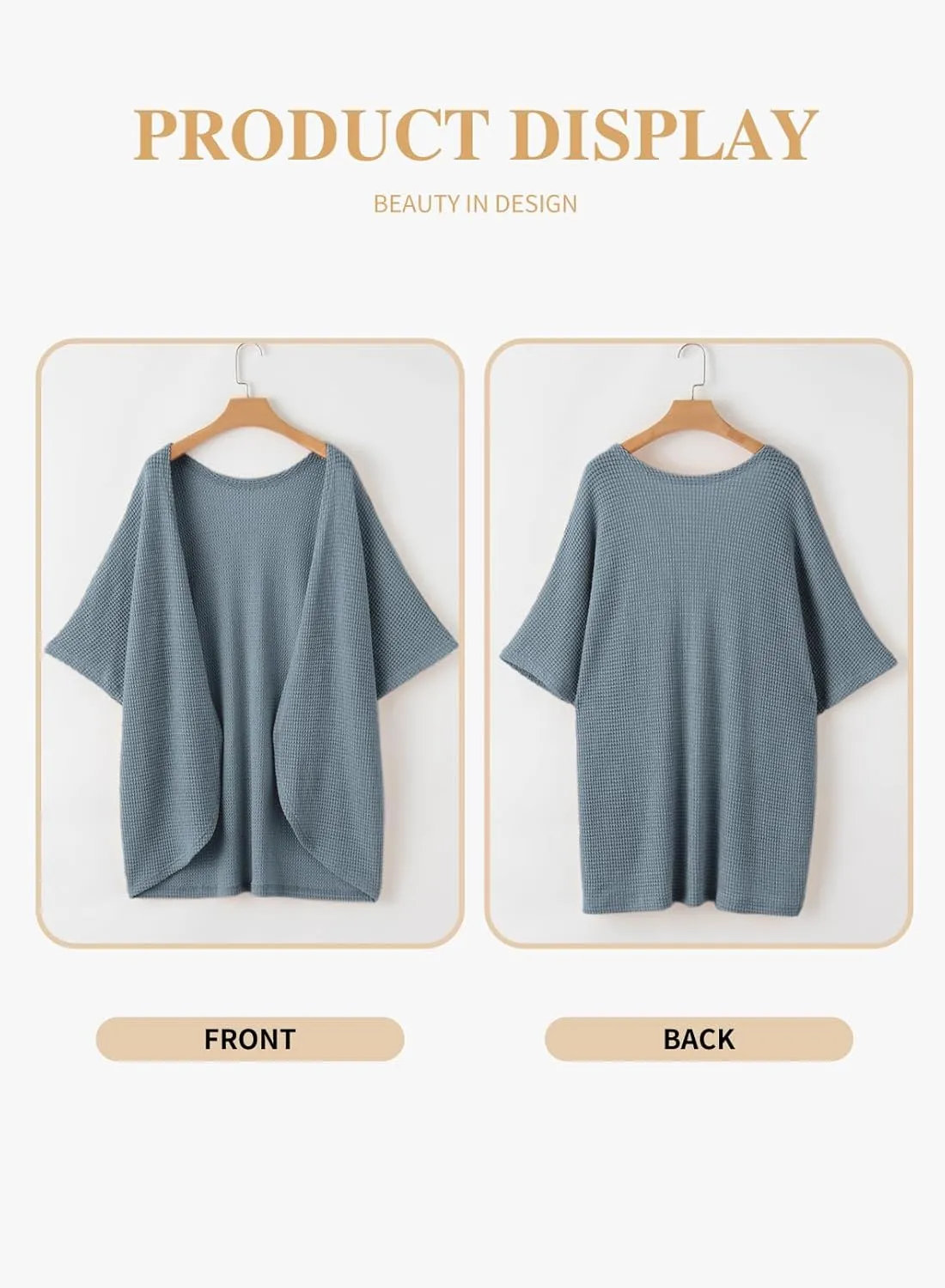 Eytino Womens Plus Size Cardigan Casual Short Sleeve Waffle Knit Kimono Open Front Tops(1X-5X)