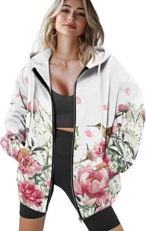 Forchrinse Skeleton Cobweb Womens Causal Long Sleeve Zip Up Hoodie Sweatshirts Y2K Hoodie Jackets Loose Fit Fashion Fall Coat