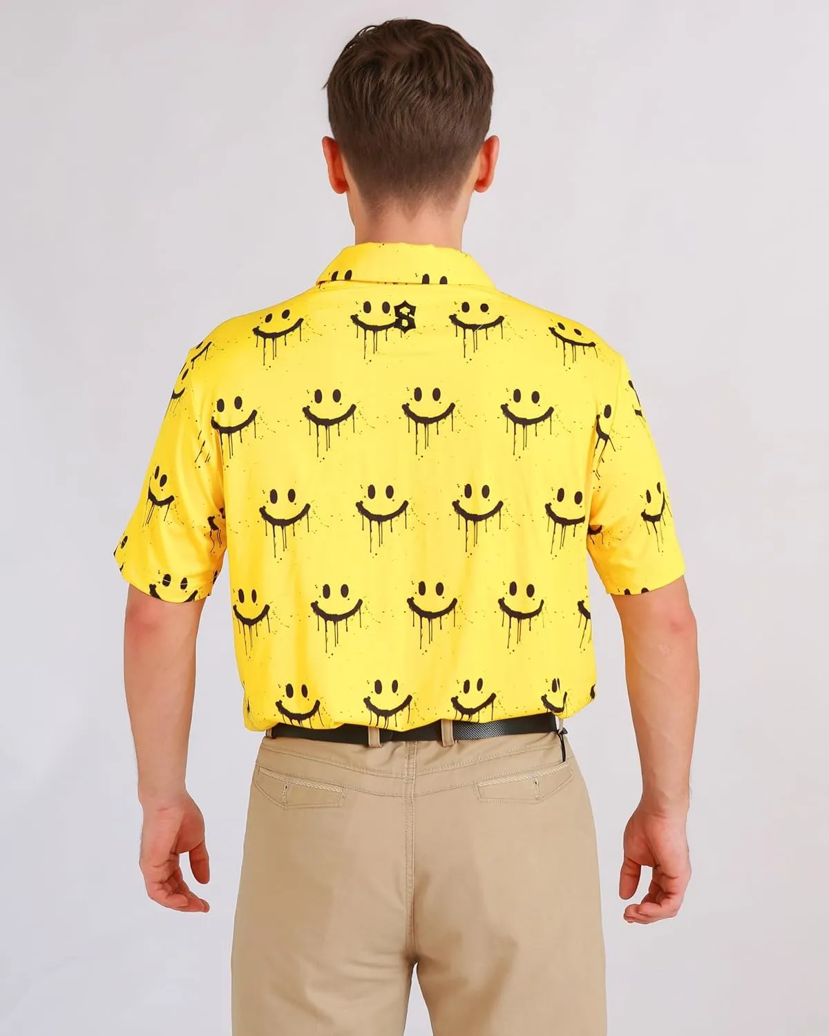 Fun Golf Shirts for Men- Mens Performance Dry-Fit Golf Polo  UPF 50  Sun Protection Funny Hawaiian Print Short Sleeve Shirt