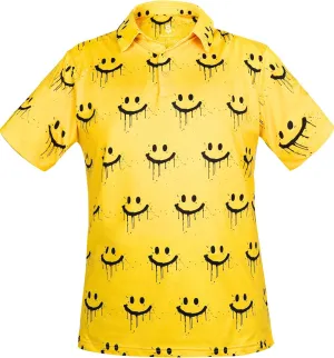 Fun Golf Shirts for Men- Mens Performance Dry-Fit Golf Polo  UPF 50  Sun Protection Funny Hawaiian Print Short Sleeve Shirt