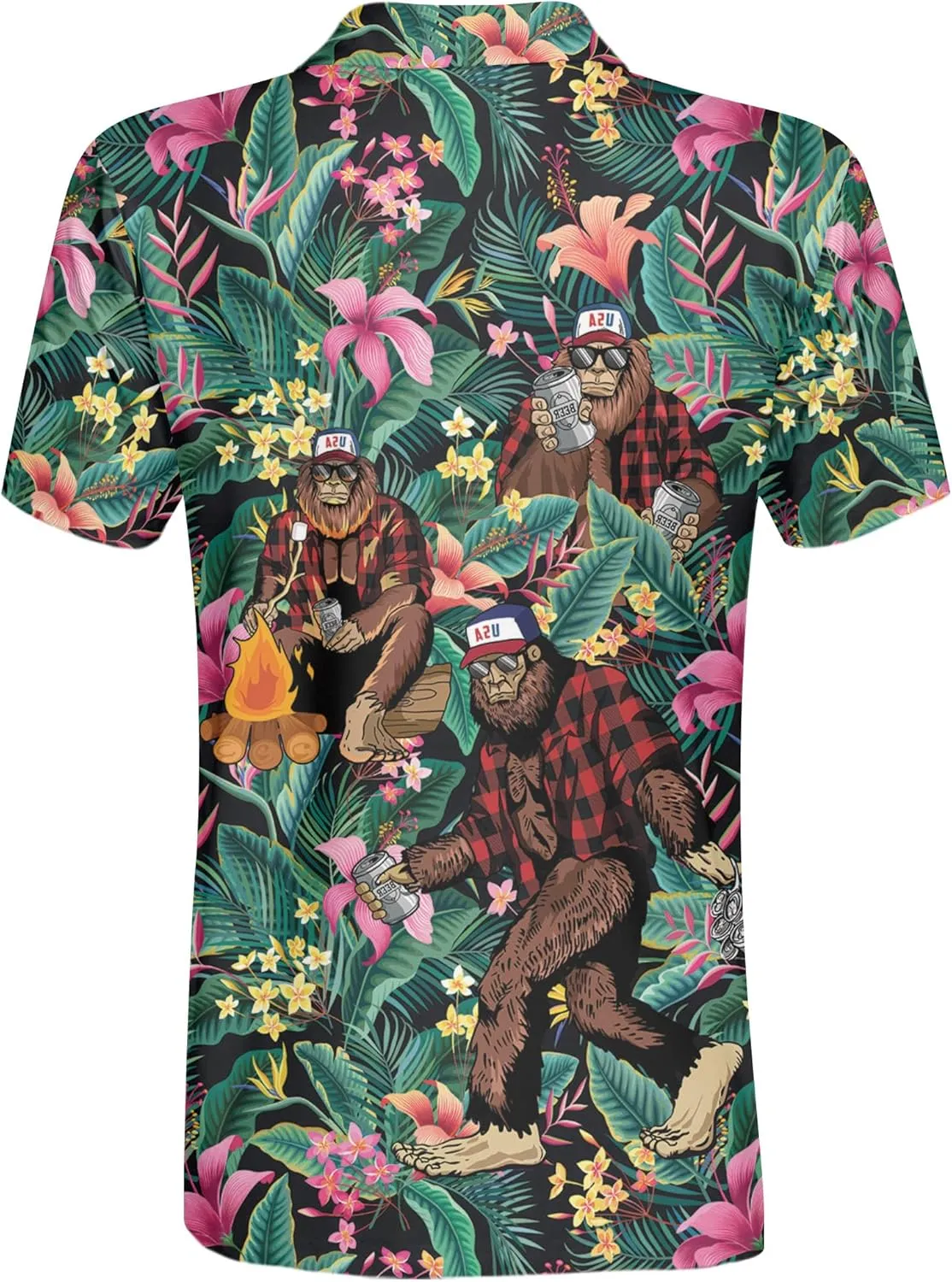 Funny Golf Shirt for Men Hawaiian Print Mens Polo Shirts Summer Polos Gifts