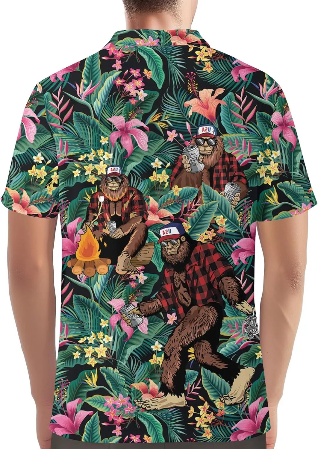 Funny Golf Shirt for Men Hawaiian Print Mens Polo Shirts Summer Polos Gifts