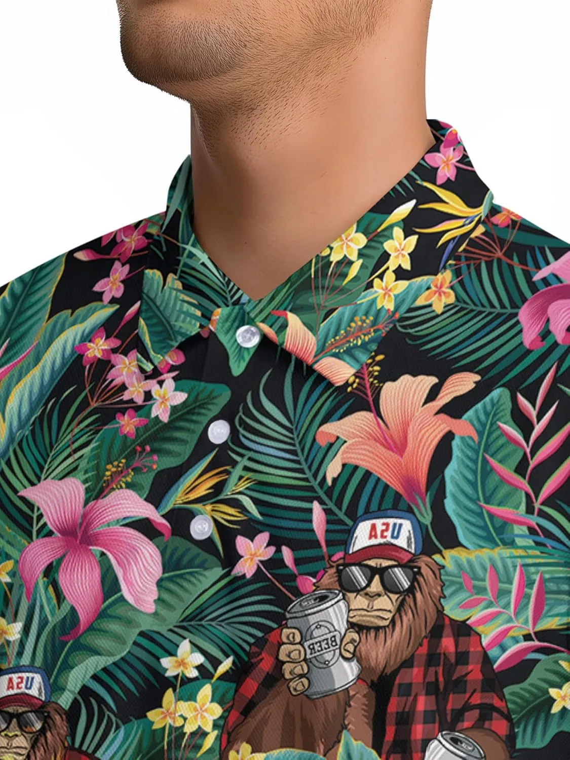 Funny Golf Shirt for Men Hawaiian Print Mens Polo Shirts Summer Polos Gifts