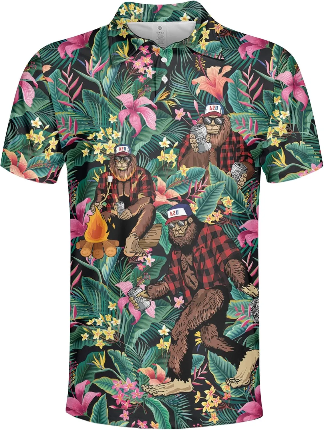 Funny Golf Shirt for Men Hawaiian Print Mens Polo Shirts Summer Polos Gifts