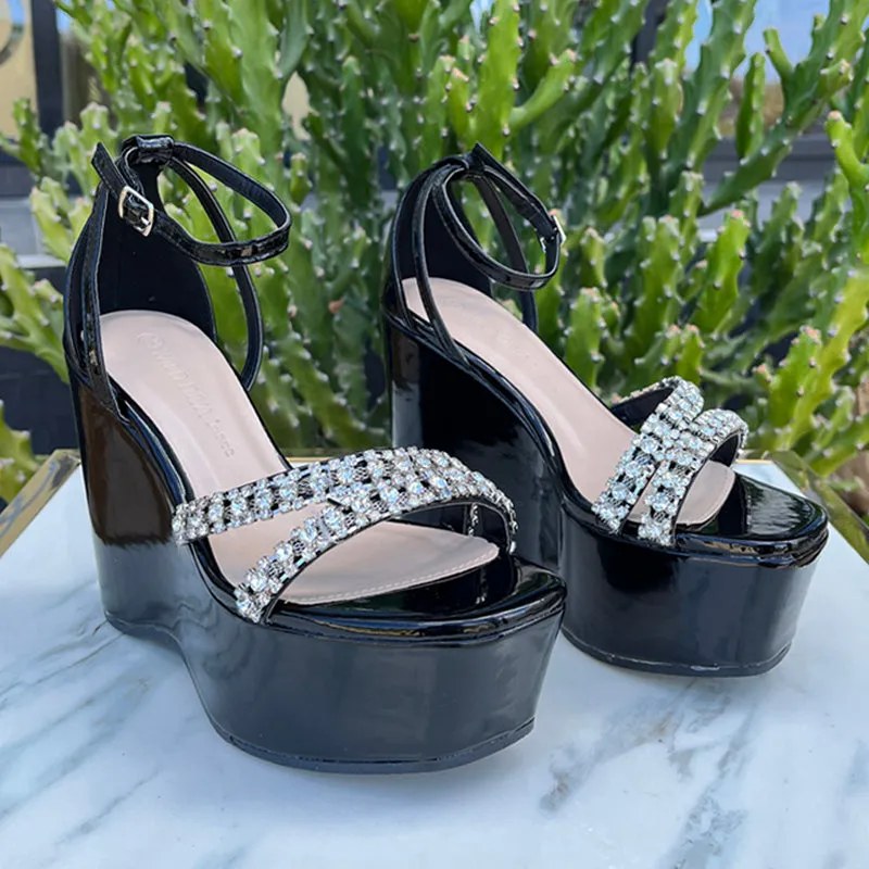 Glossy Black Wedges