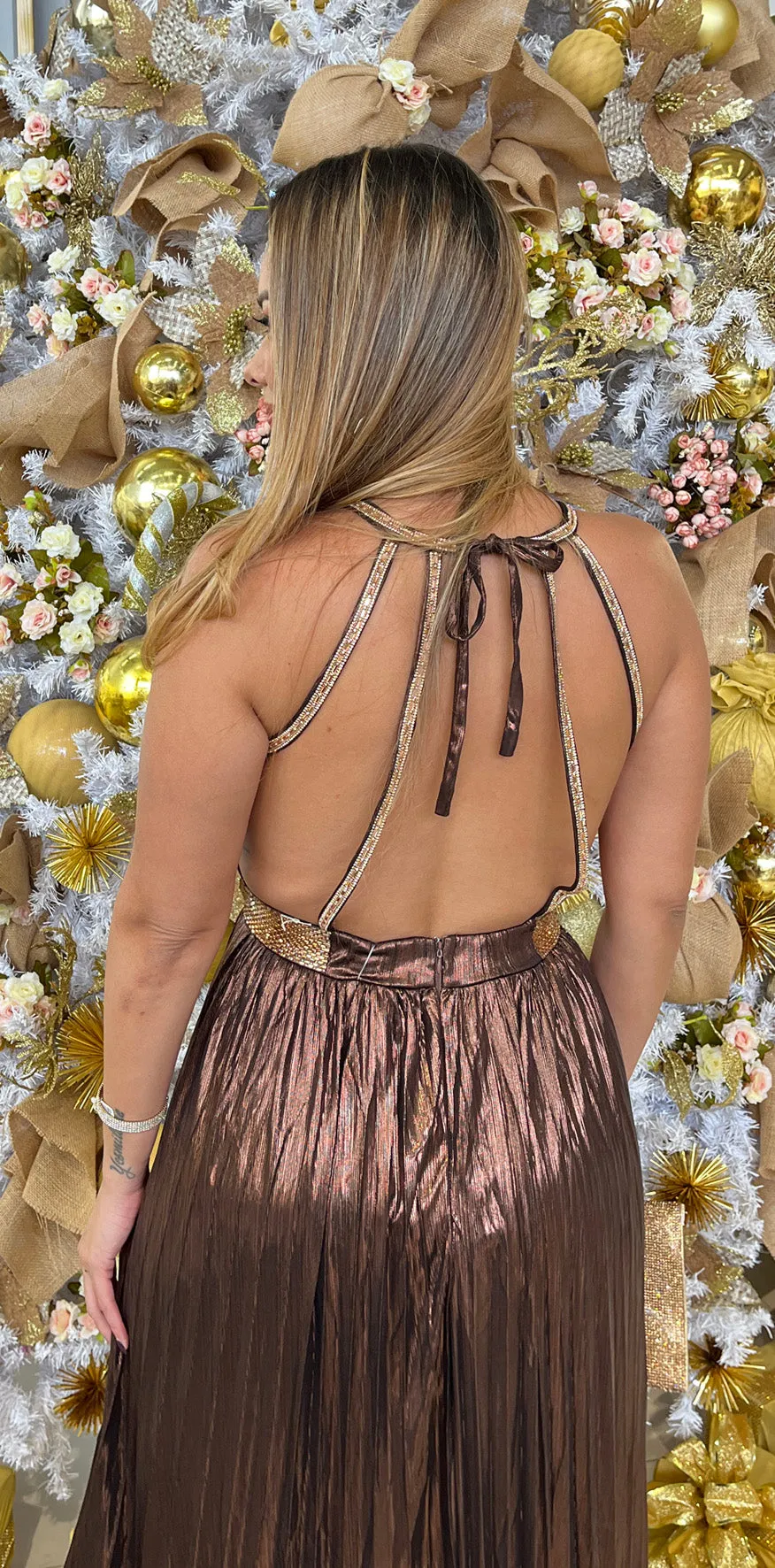 Glossy Brown Dress