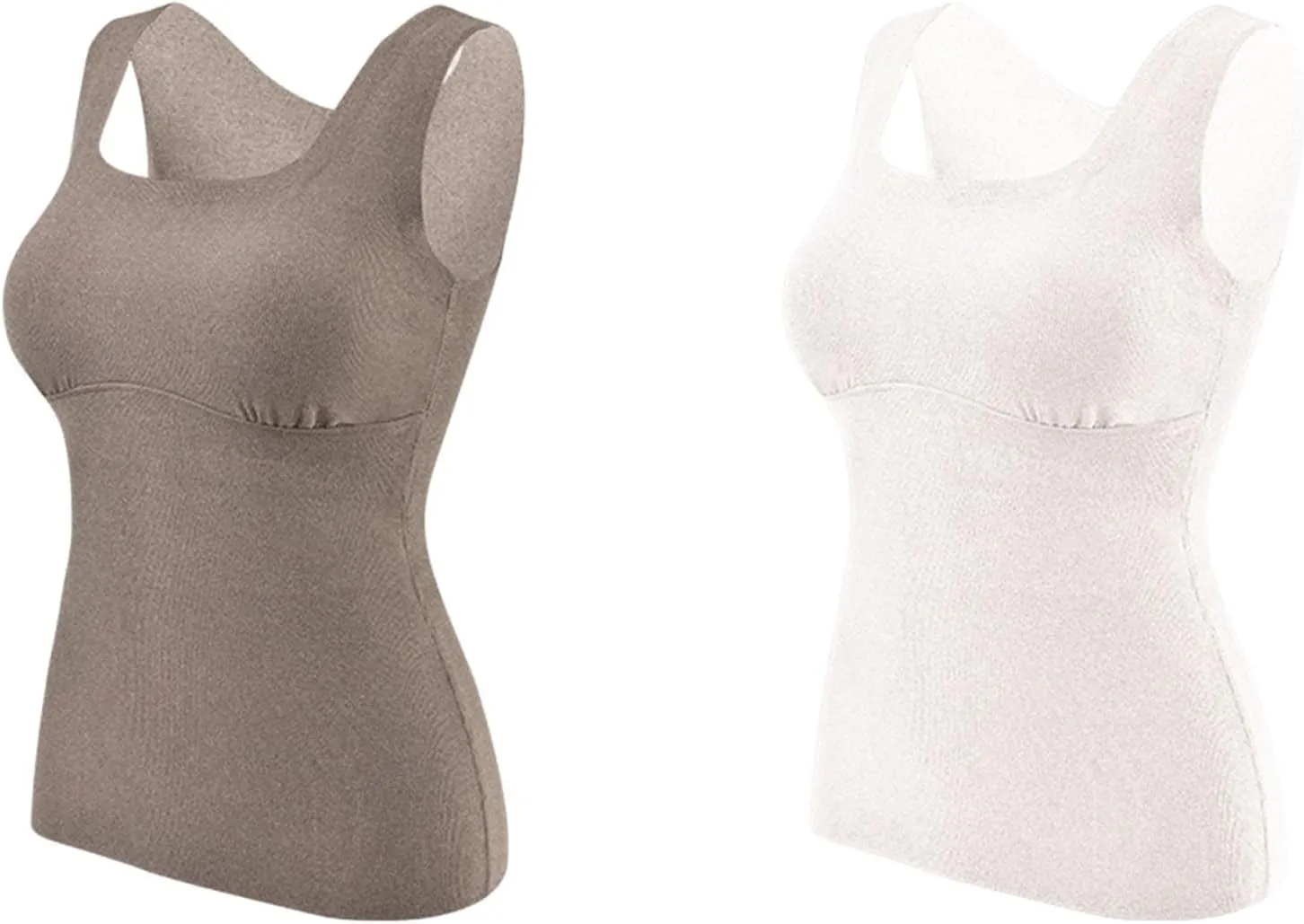 HGps8w 2 Pack Thermal Underwear Tank Tops for Women Fleece Lined Sleeveless Undershirt Padded Warm Base Layer Vest Shirts