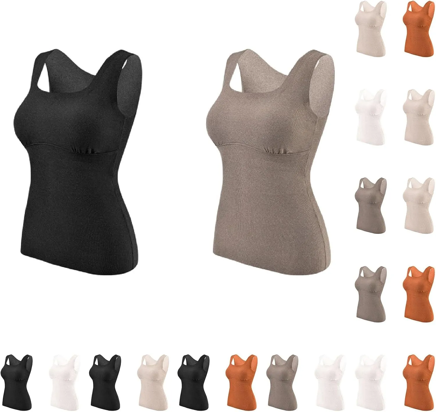 HGps8w 2 Pack Thermal Underwear Tank Tops for Women Fleece Lined Sleeveless Undershirt Padded Warm Base Layer Vest Shirts