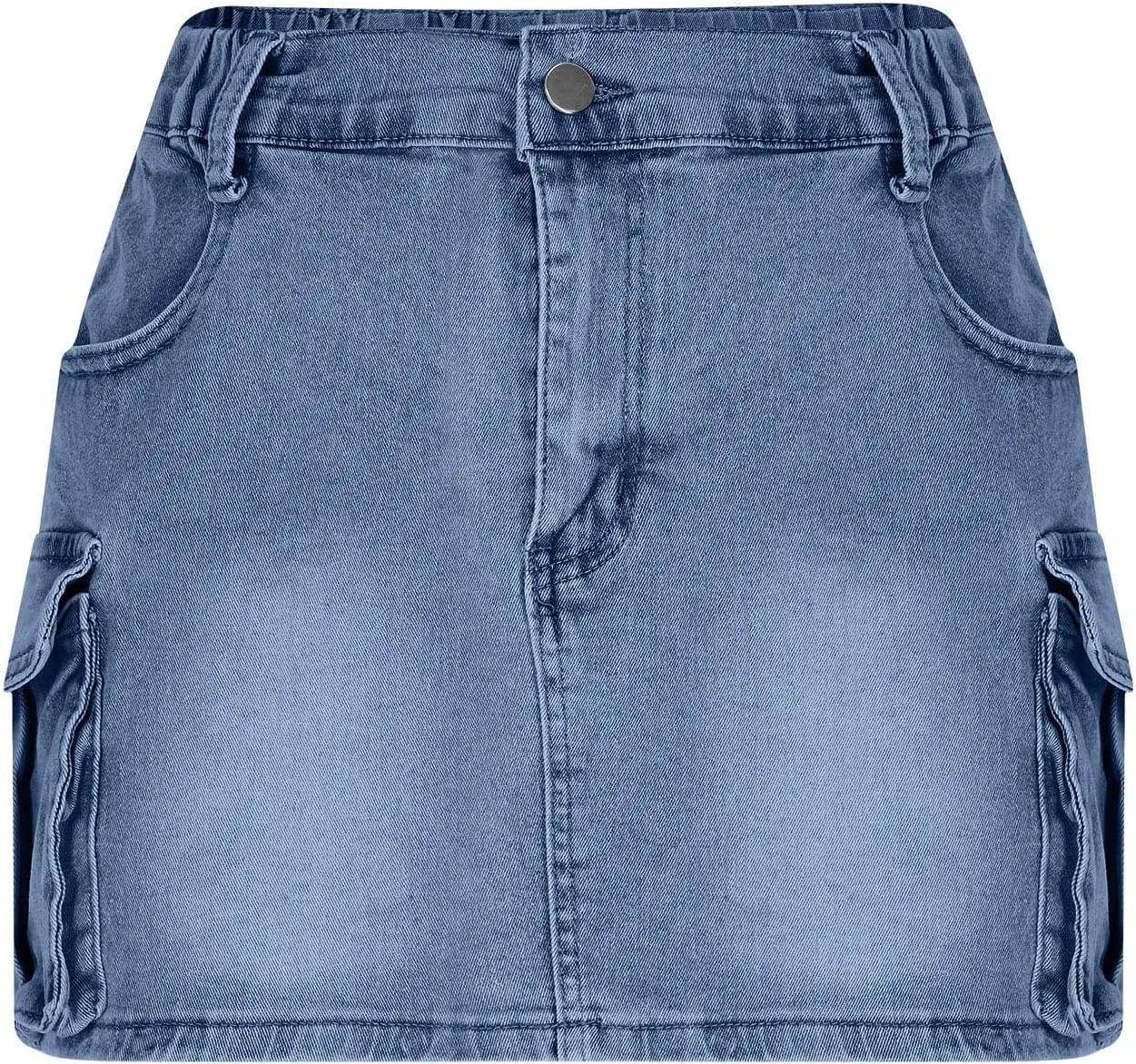 High Stretchy Cargo Skirt for Women, Low Waist High Waisted Y2k Mini Jean Skirt Cute Denim Skirt with Pockets