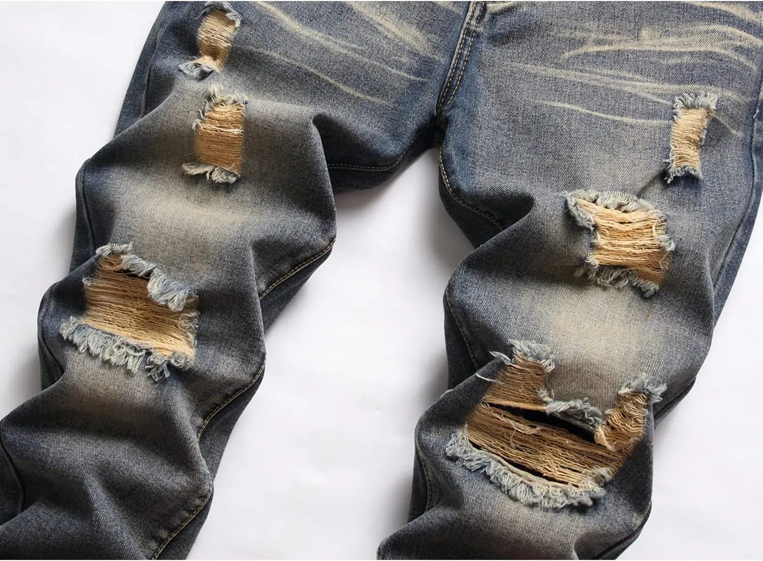 Homllyer Ripped Jeans for Men,Mens Slim Straight Fit Denim Jeans