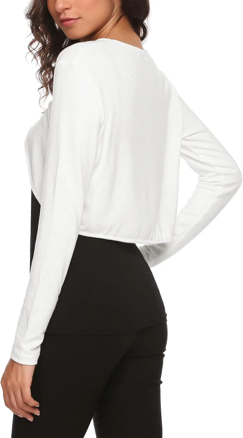 HOTOUCH Shrug Bolero Cardigan for Womens Long Sleeve Short Little Cropped Sweater Knit Jackets for Dress S-XXL