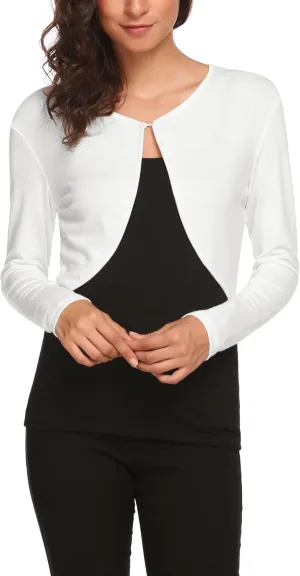 HOTOUCH Shrug Bolero Cardigan for Womens Long Sleeve Short Little Cropped Sweater Knit Jackets for Dress S-XXL