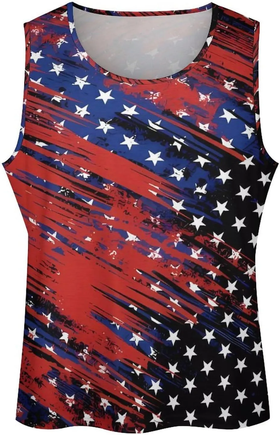 HOTYD American Flag Tank Tops Men Patriotic Tank Tops for Men 3D Print Summer Casual Quick Dry Sleeveless Muscle Shirts