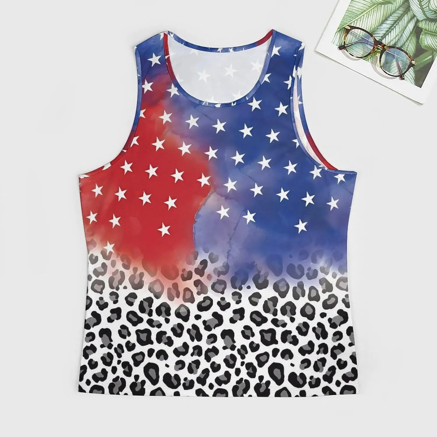 HOTYD American Flag Tank Tops Men Patriotic Tank Tops for Men 3D Print Summer Casual Quick Dry Sleeveless Muscle Shirts