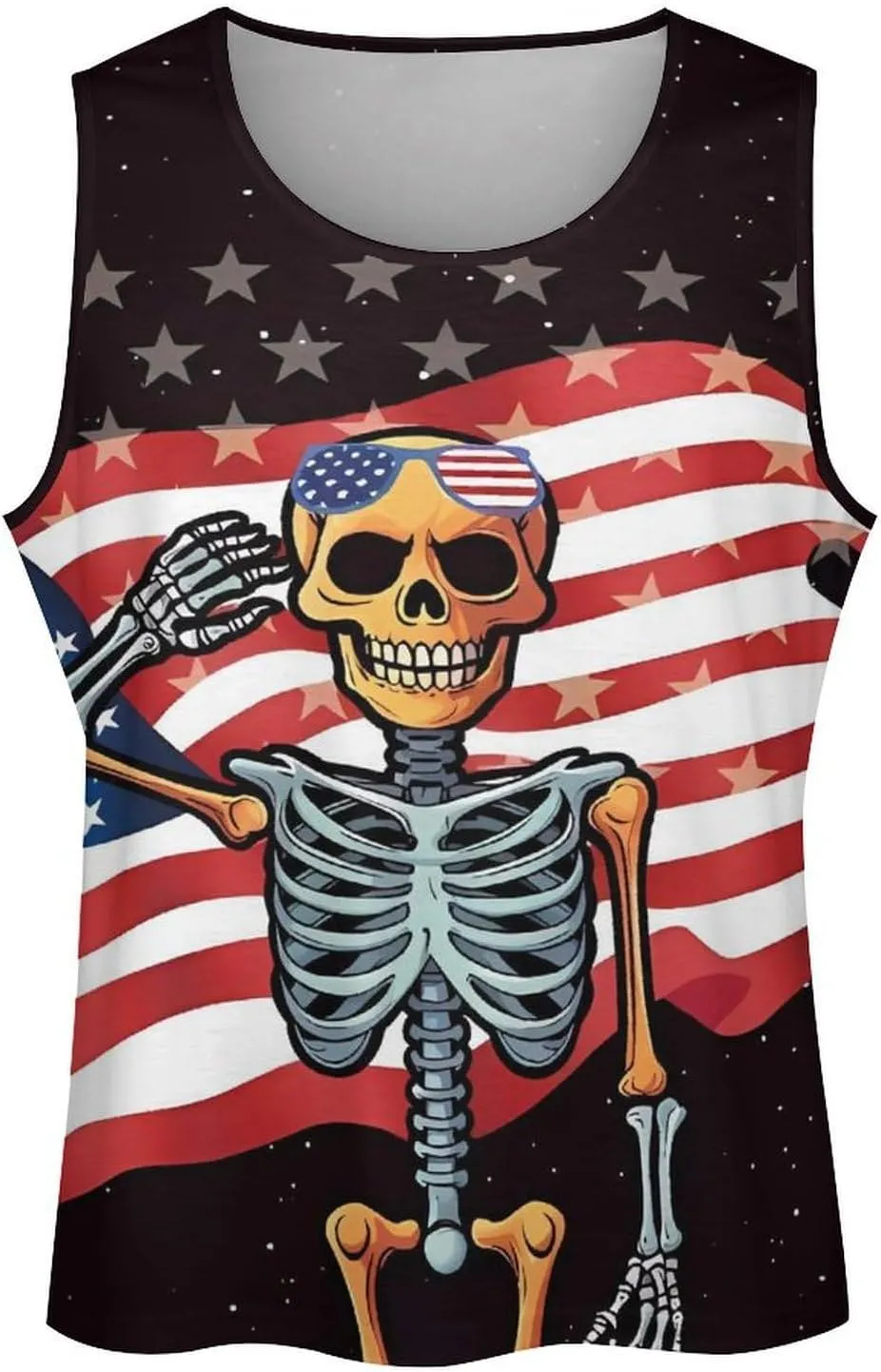 HOTYD American Flag Tank Tops Men Patriotic Tank Tops for Men 3D Print Summer Casual Quick Dry Sleeveless Muscle Shirts
