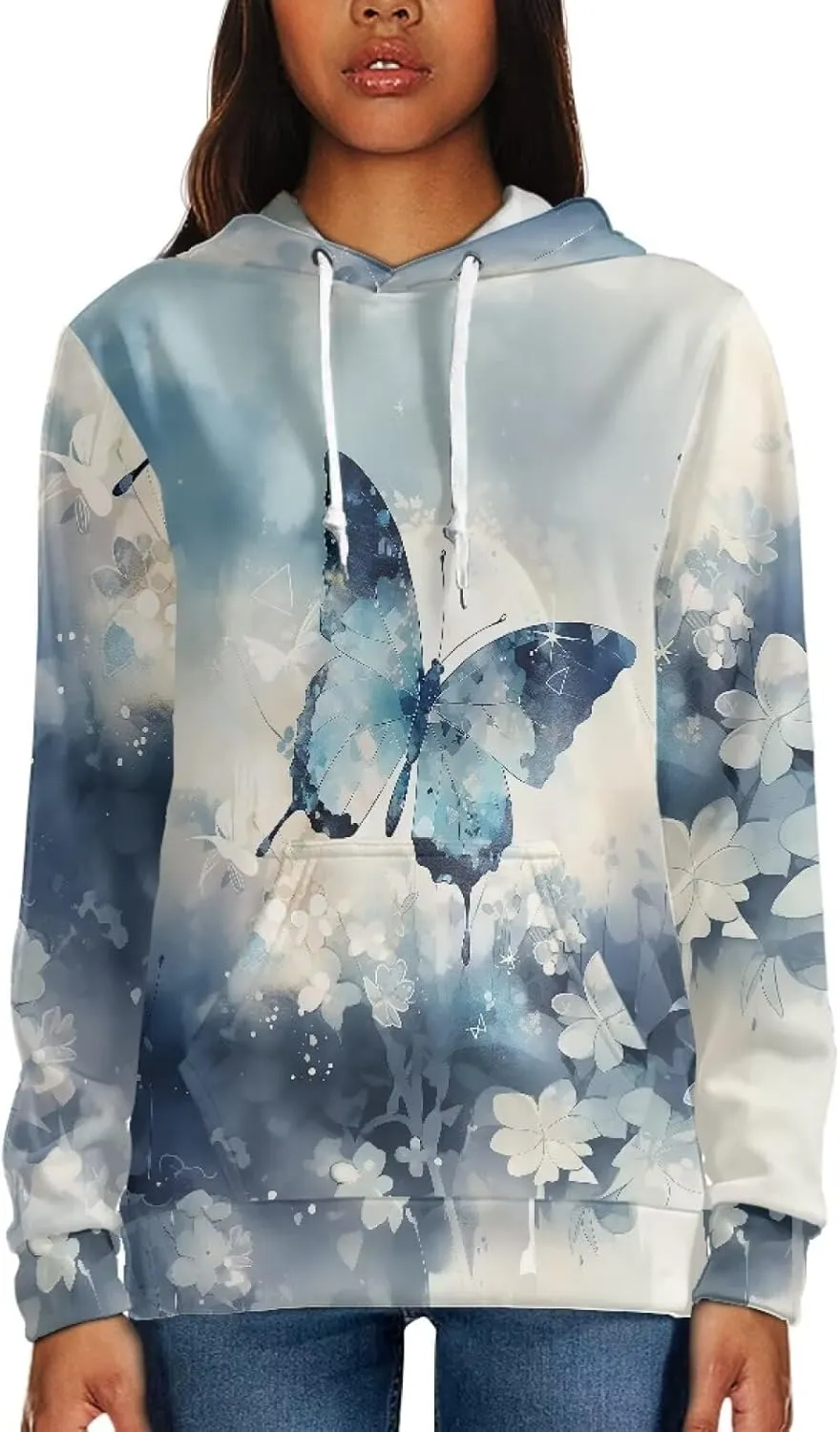 Howilath Womens Plus Size Hoodies Tops, Colorful Splash Galaxy Hoody Tie-dye Puppy Dogs Long Sleeve Shirts fall Tunic Tops
