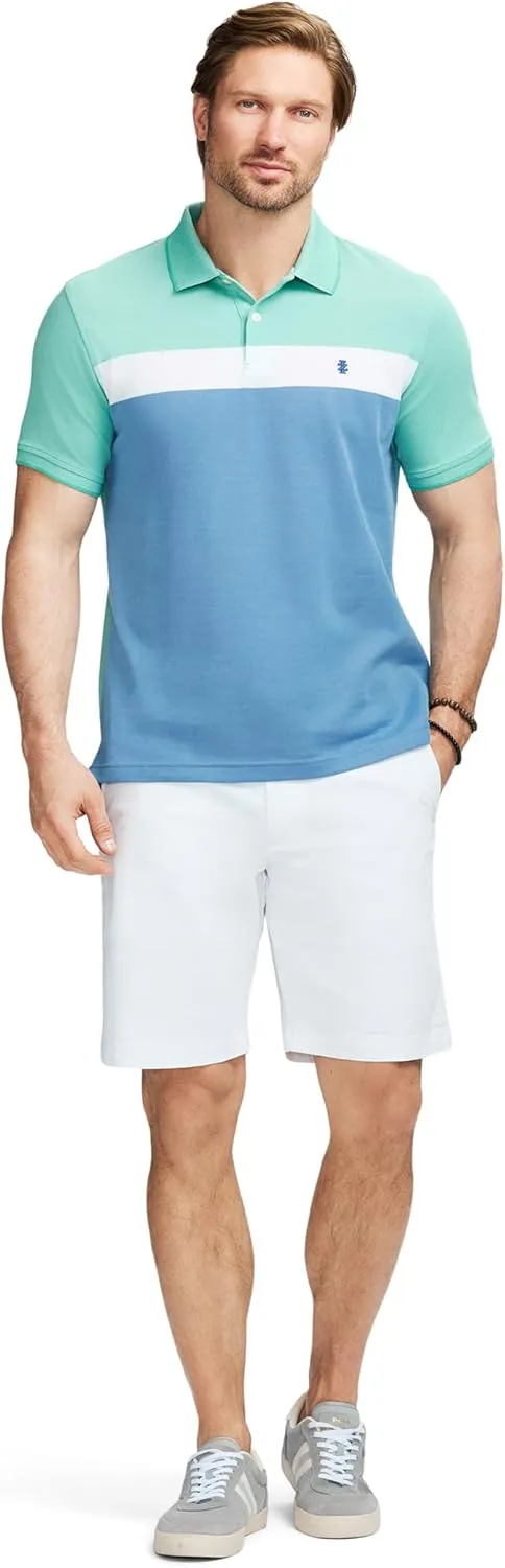 IZOD Men's Advantage Performance Short Sleeve Stripe Polo Shirt