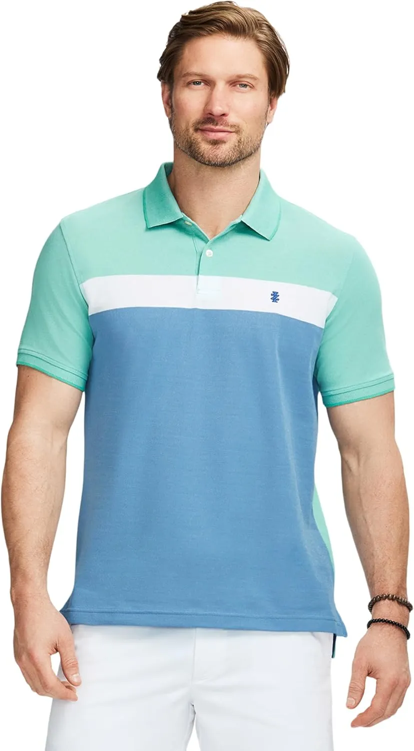 IZOD Men's Advantage Performance Short Sleeve Stripe Polo Shirt