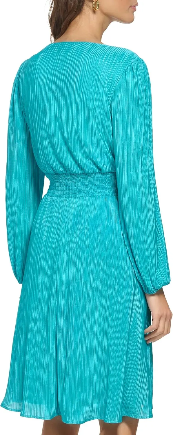 kensie Women's Balloon Sleeve Smocked Waist Mini Dress