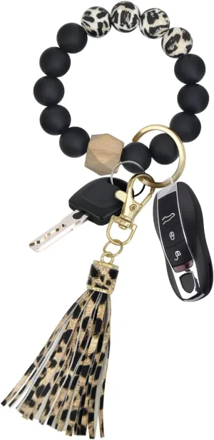 Key Chains Women for Car Key Ring Bracelet,Keychain Wristlet,Silicone Beaded Bangle Chains