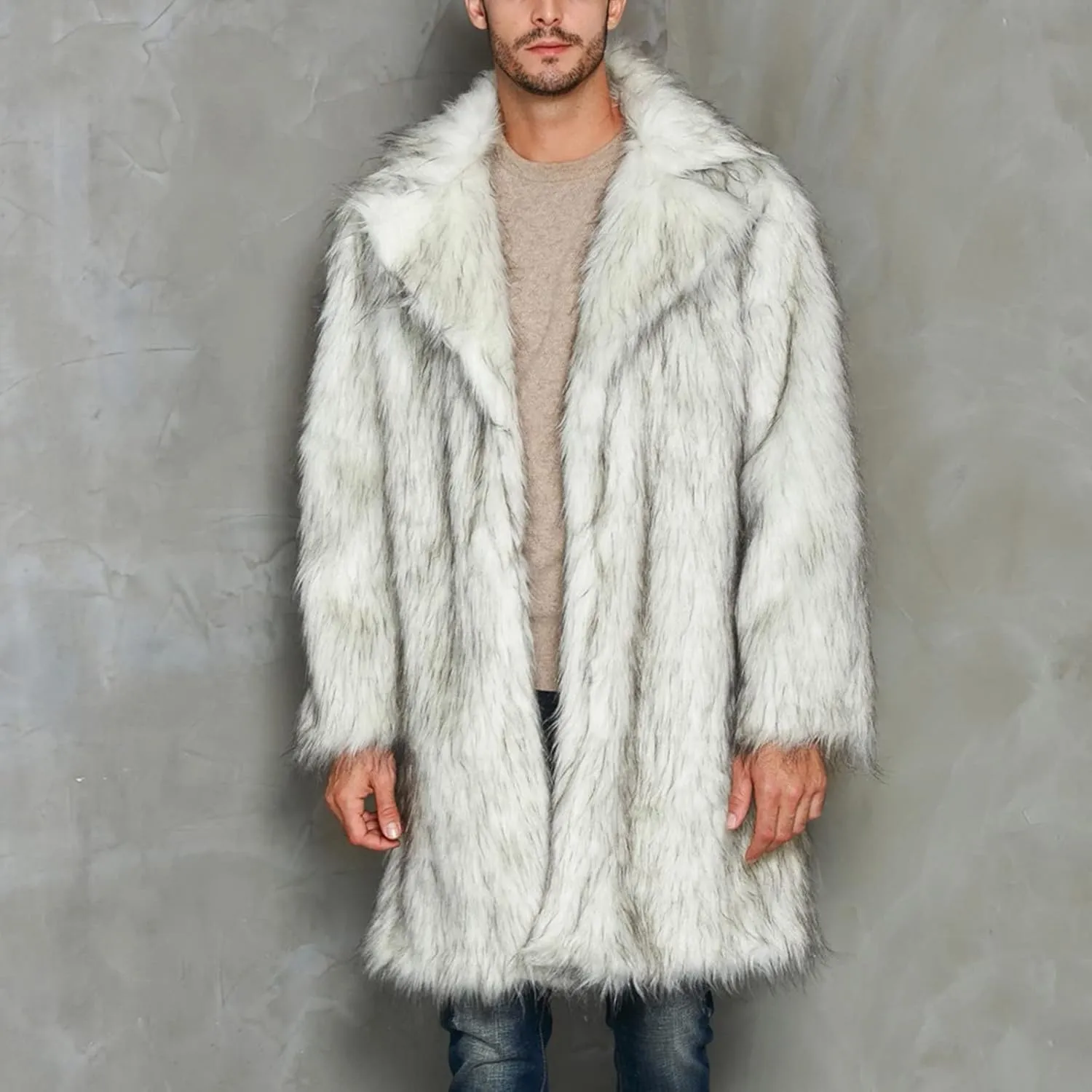 LCMTWX Men's Thick Thermal Winter Jacket Stand Collar Knitted Splice Sweater Coat Casual Cardigan Stylish Mens Puffer