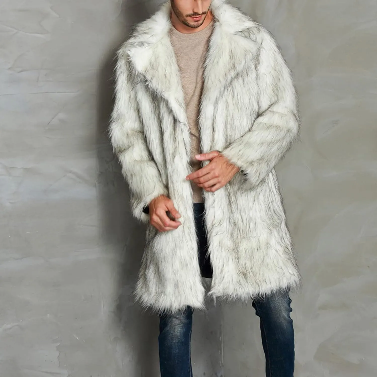LCMTWX Men's Thick Thermal Winter Jacket Stand Collar Knitted Splice Sweater Coat Casual Cardigan Stylish Mens Puffer