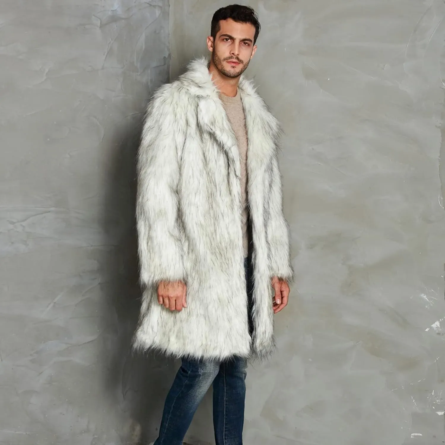 LCMTWX Men's Thick Thermal Winter Jacket Stand Collar Knitted Splice Sweater Coat Casual Cardigan Stylish Mens Puffer