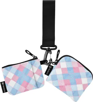 Light Blue and Blush Checkered Pattern Dual Wristlet Wallets for Women Minimalist Women's Money Organizers with Wristlet Strap for Lady 2 Packs