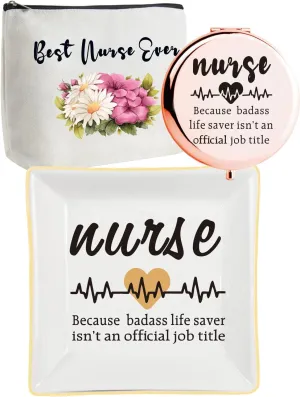 LittleBlueDeer Nurse Gifts,Gifts for Nurses,Nurse Zipper Makeup Bag Cosmetic Pouch,Nurse Travel Toiletry Pouch Organizer Bag,Nurse Trinket Dish,Nurse Jewelry Tray,Nurse Practitioner Gifts for Women