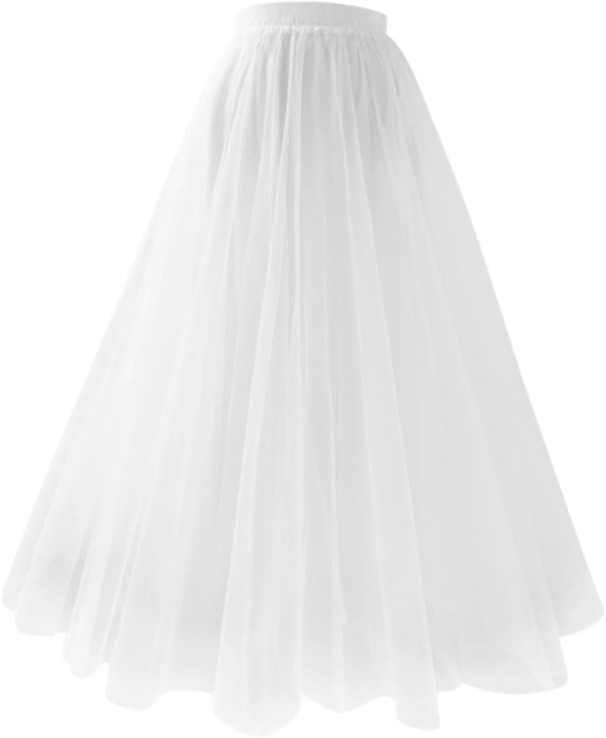 Long Skirt Women's Tutu Tulle A-Line Layered Mesh Midi Skirt Pleated Skirt High Waist Women's Skirts