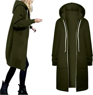 Long Sweatshirts For Women To Wear With Leggings Zip Up Hoodie Lightweight Oversized Jackets 2025 Coat with Pockets