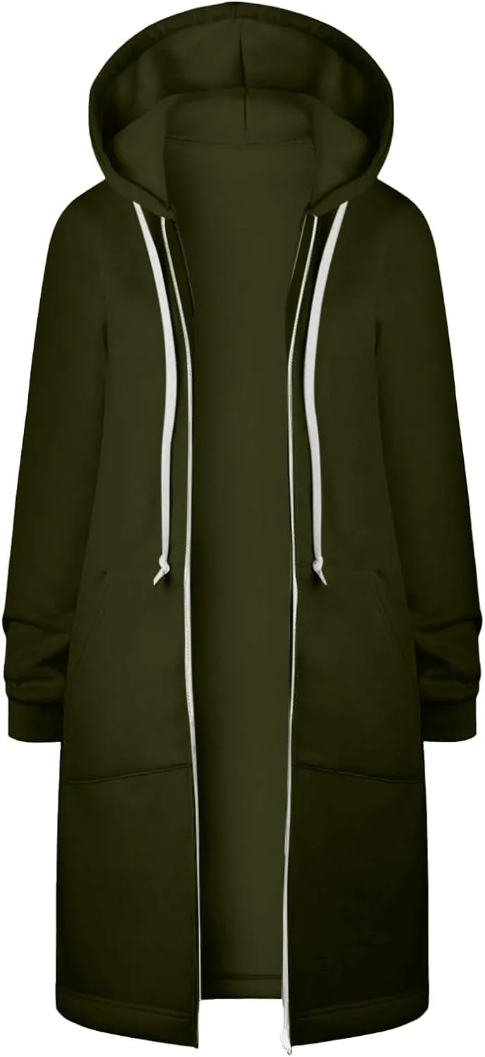 Long Sweatshirts For Women To Wear With Leggings Zip Up Hoodie Lightweight Oversized Jackets 2025 Coat with Pockets