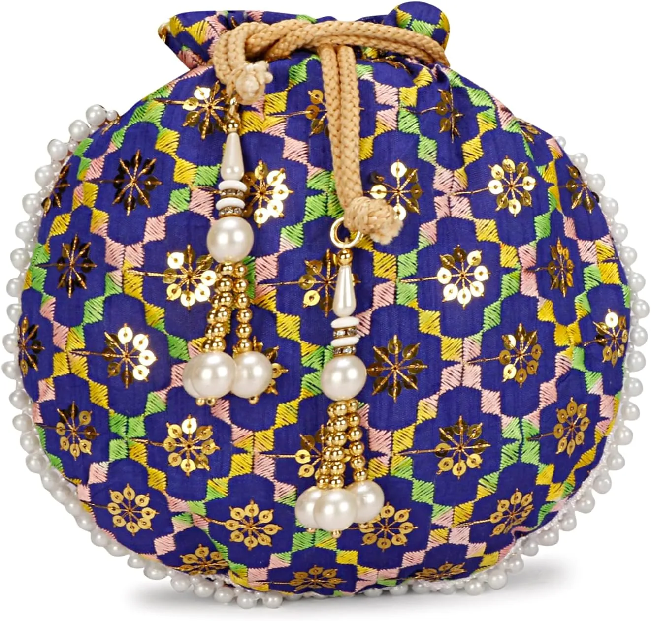 LONGING TO BUY Women's Embroidered Potli Purse Bag Pouch | Indian Designer Potli Organize Pouch, Potli Bags for Wedding