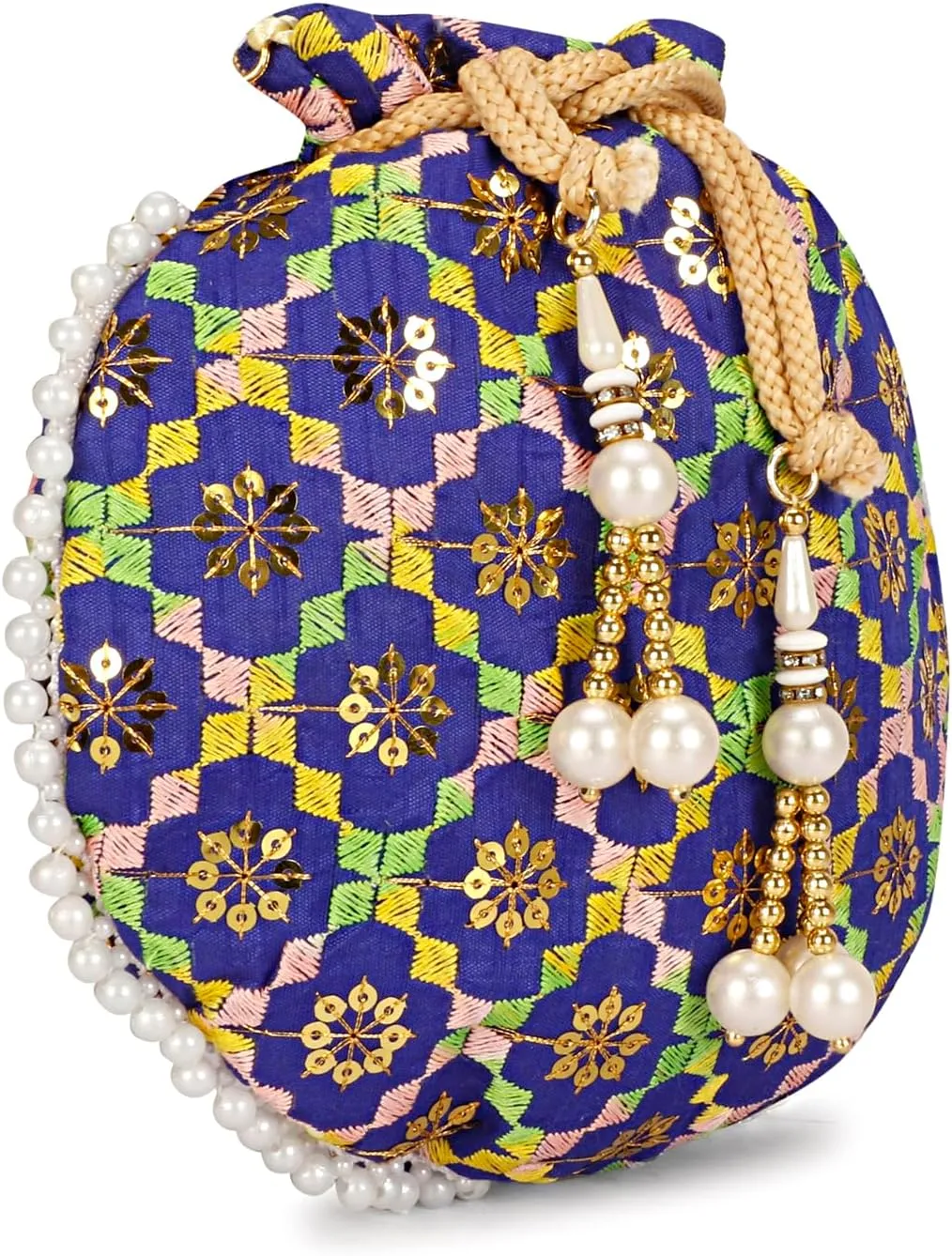 LONGING TO BUY Women's Embroidered Potli Purse Bag Pouch | Indian Designer Potli Organize Pouch, Potli Bags for Wedding