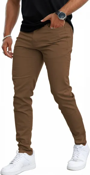 Mens Jeans Skinny Stretch Premium High Rise Colored Jeans Expandable Waist