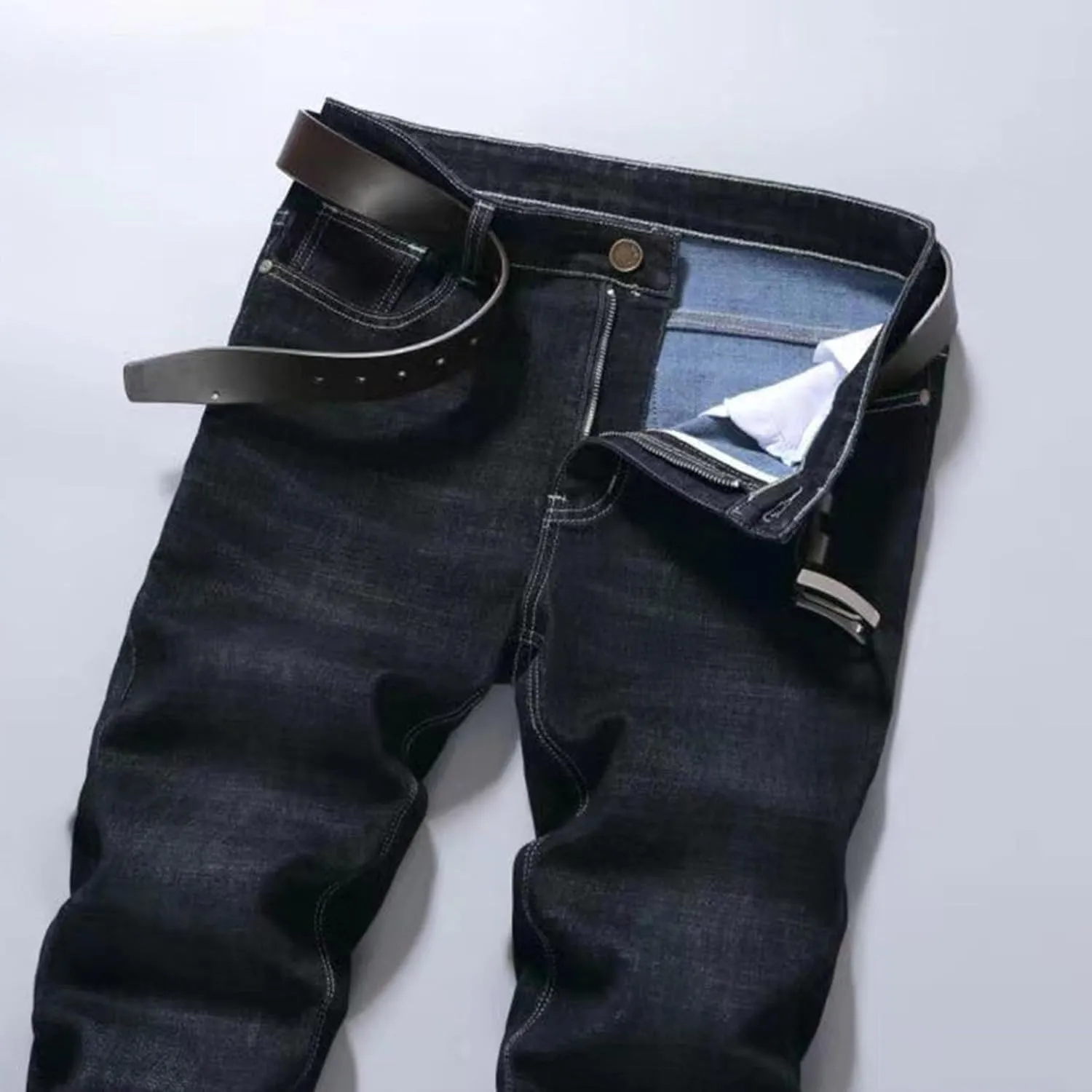 Men's Slim Fit Jeans Stretch Denim Pants Vintage Straight Leg Boyfriend Jeans with Pockets