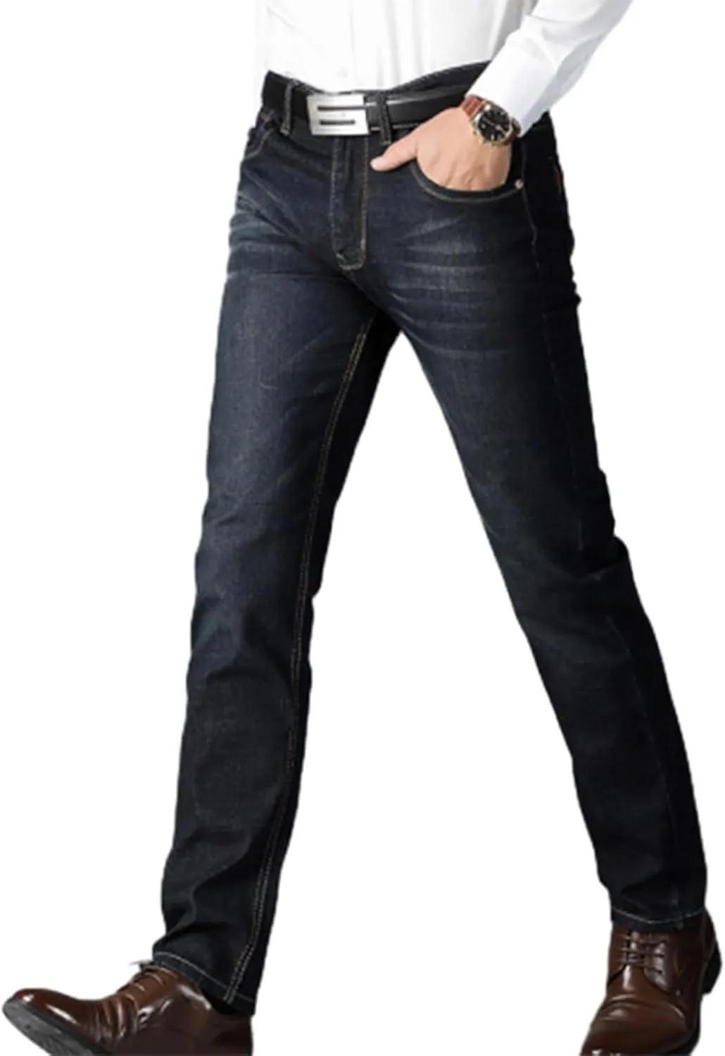 Men's Slim Fit Jeans Stretch Denim Pants Vintage Straight Leg Boyfriend Jeans with Pockets