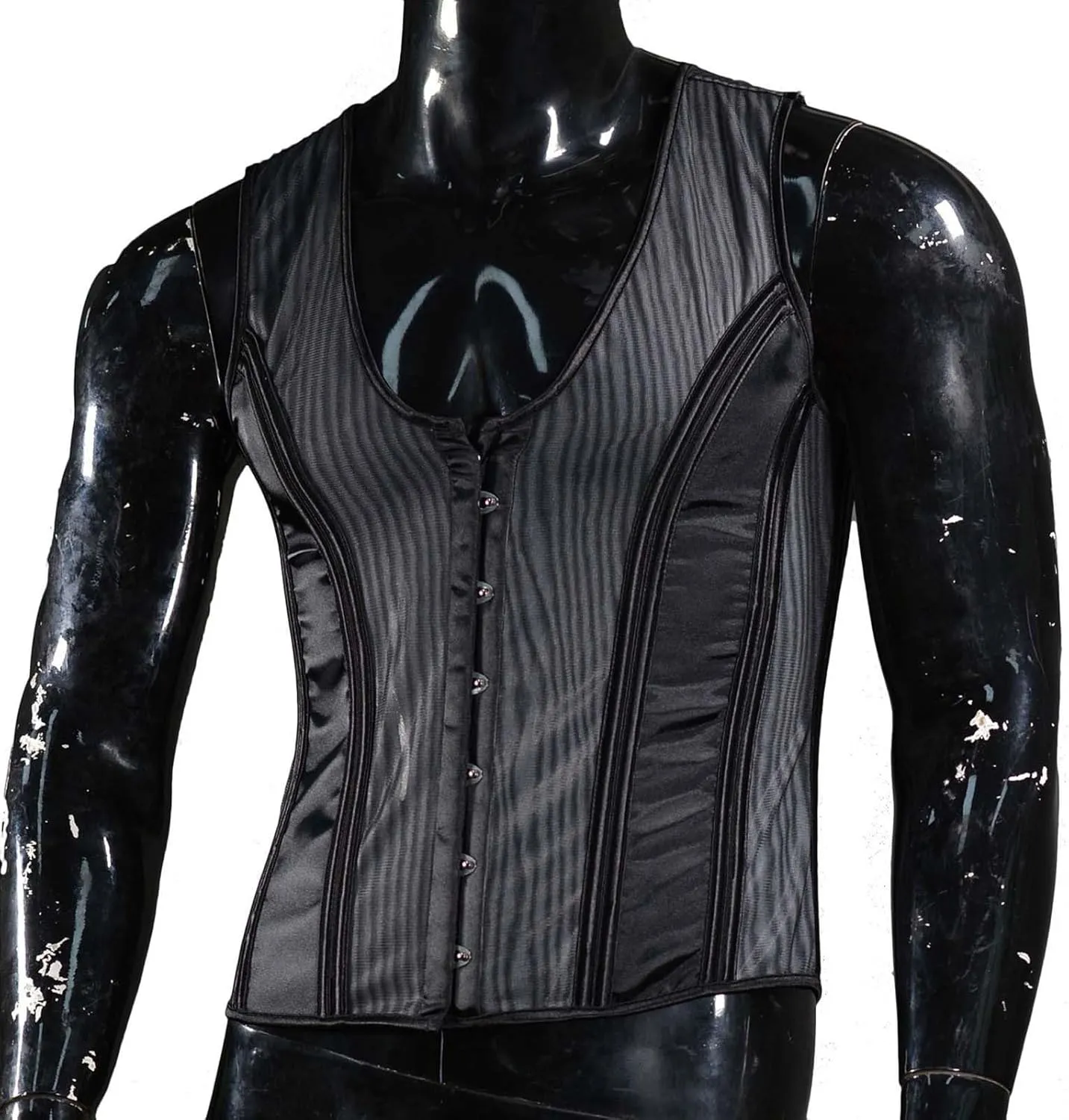 Mens Vintage Shapewear Tank Top Waist Binding Muscle Shirt Men Sleeveless Lace Up Undershirt Workout Gym Clothes XS-3XL