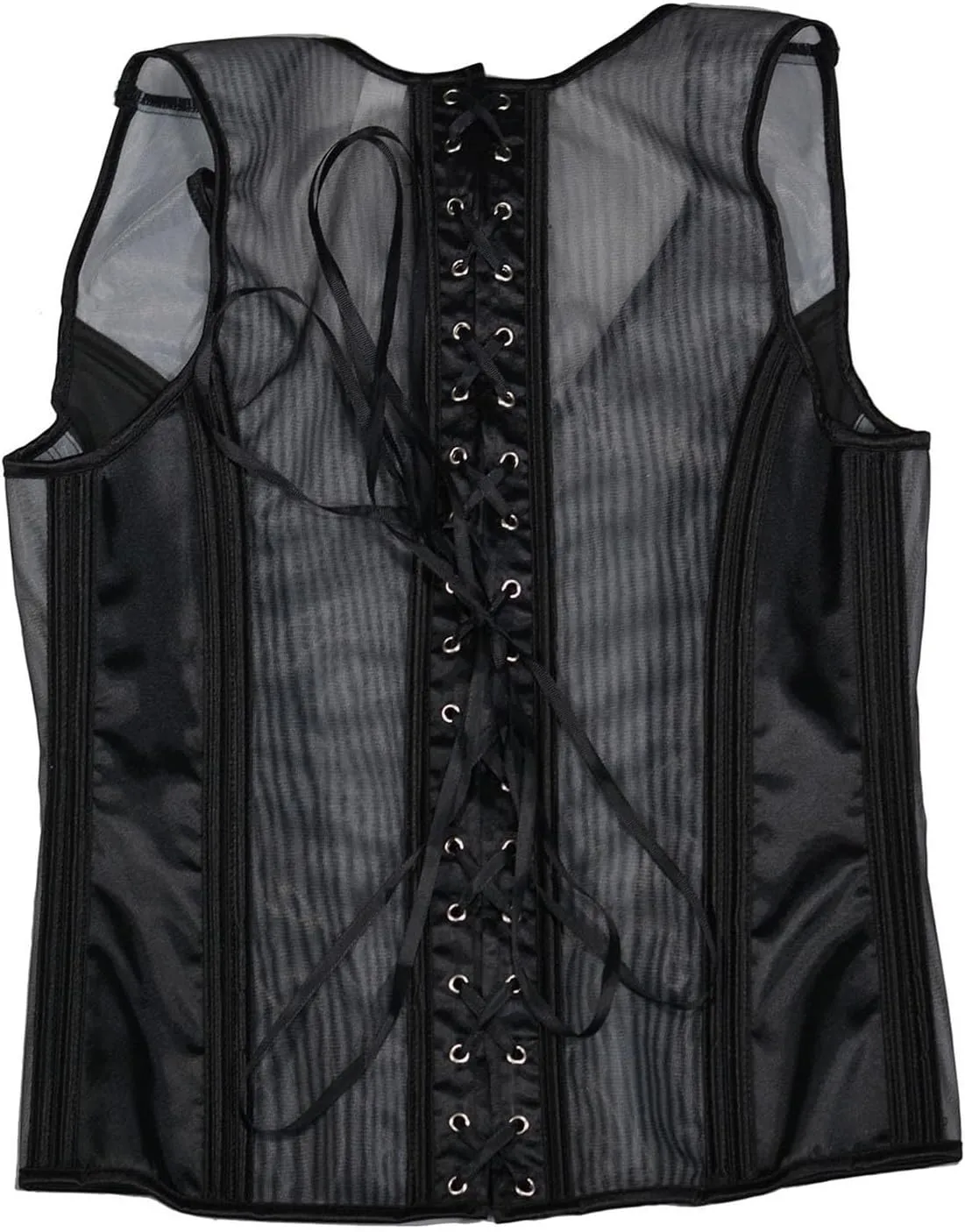 Mens Vintage Shapewear Tank Top Waist Binding Muscle Shirt Men Sleeveless Lace Up Undershirt Workout Gym Clothes XS-3XL