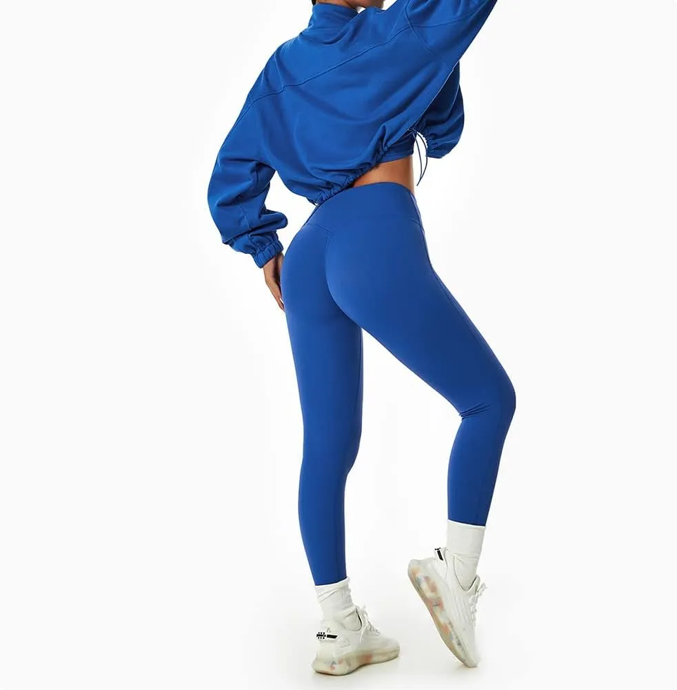 MISSACTIVER Women Casual Zip Up Stand Collar Crop Workout Sweatshirt Long Sleeve Drawstring Hem Cropped Sport Jackets Top