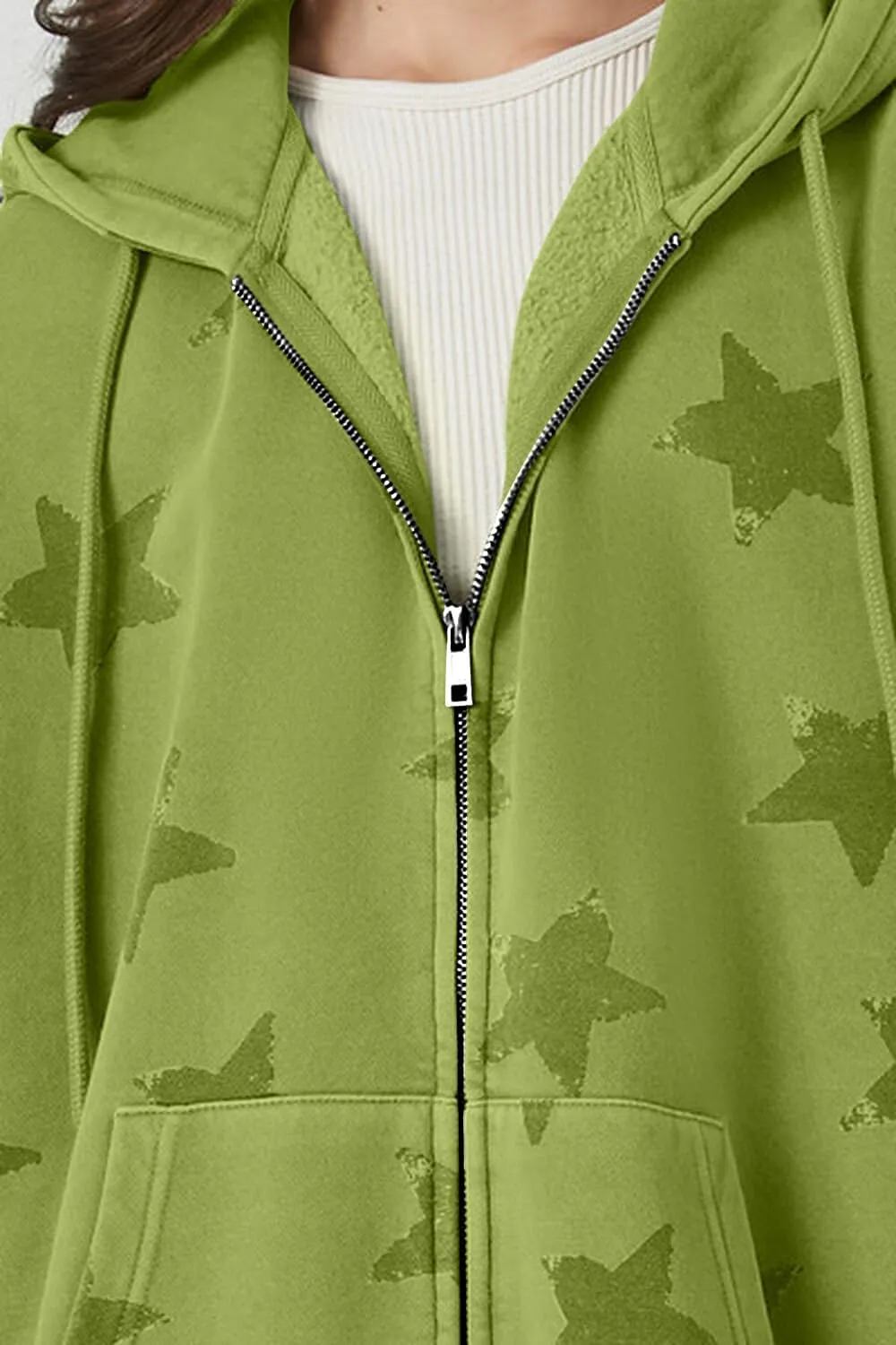 MISSACTIVER Women Star Graphic Zip Up Hoodies Y2k Drawstring Star Print Sweatshirt Oversized Jackets with Slant Front Pocket