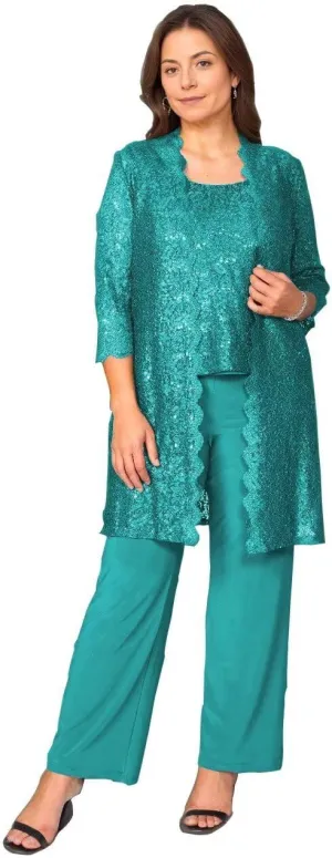 Mother of The Bride Pants Suit for Women 3 Pieces Laces Formal Pantsuits for Wedding Guest with Jackets